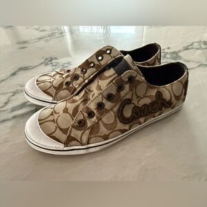 Coach Keeley Signature Beige and Brown Sneakers